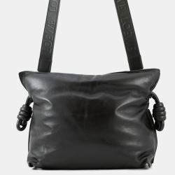 Pre Owned Loewe Puffer Flamenco Clutch Bag Black Leather