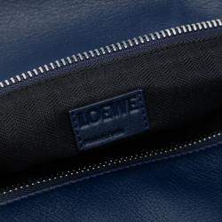 Pre Owned Loewe Blue Large Calfskin Puzzle Satchel