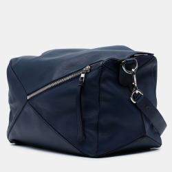 Pre Owned Loewe Blue Large Calfskin Puzzle Satchel