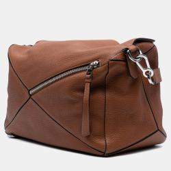 Pre Owned Loewe Brown Large Calfskin Puzzle Satchel