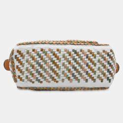 Pre Owned Loewe Multicolor Small Woven Calfskin Puzzle Satchel