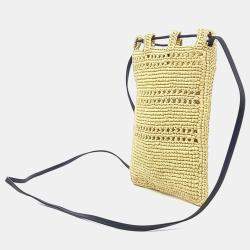 Pre Owned Loewe Beige Raffia Raffia Mini Crossbody Bag