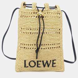 Pre Owned Loewe Beige Raffia Raffia Mini Crossbody Bag