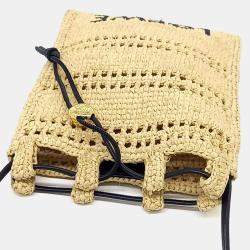 Pre Owned Loewe Beige Raffia Raffia Mini Crossbody Bag