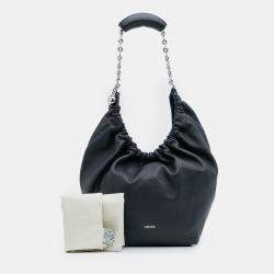 Pre Owned Loewe Navy Blue Small Mellow Nappa Lambskin Squeeze Bag