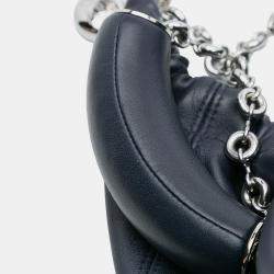 Pre Owned Loewe Navy Blue Small Mellow Nappa Lambskin Squeeze Bag
