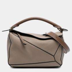 Pre Owned Loewe Brown Medium Calfskin Puzzle Satchel