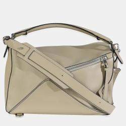 Pre Owned Loewe Sand Smooth Calfskin Medium Puzzle Bag