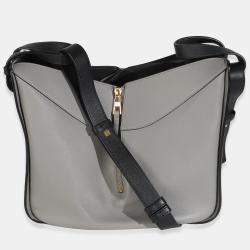 Pre Owned Loewe Grey Black Calfskin Medium Hammock Shoulder Bag