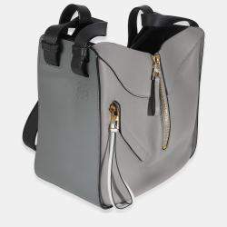 Pre Owned Loewe Grey Black Calfskin Medium Hammock Shoulder Bag