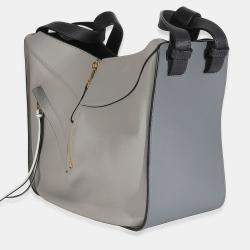 Pre Owned Loewe Grey Black Calfskin Medium Hammock Shoulder Bag