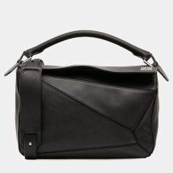 Pre Owned Loewe Black Medium Calfskin Puzzle Satchel