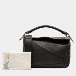 Pre Owned Loewe Black Medium Calfskin Puzzle Satchel