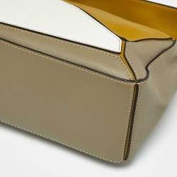 Pre Owned Loewe Tri Color Leather Small Puzzle Top Handle Bag