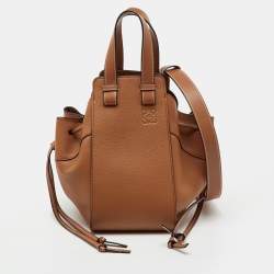 Pre Owned Loewe Tan Leather Small Hammock Drawstring Bucket Bag