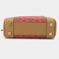 Pre Owned Loewe Amazona 23 Anagram Beige/Red Canvas Leather Size 23