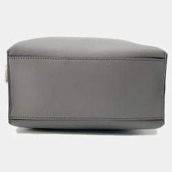Pre Owned Loewe Cuby Cloth Shoulder Bag Gray Leather