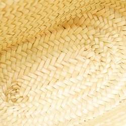 Pre Owned Loewe Tan/Natural Palm Leaf and Leather Medium Basket Tote