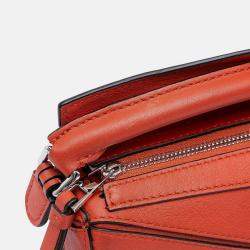 Pre Owned Loewe Orange Nano Calfskin Puzzle Satchel