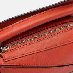Pre Owned Loewe Orange Nano Calfskin Puzzle Satchel
