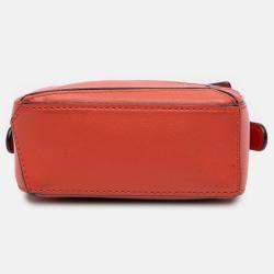 Pre Owned Loewe Orange Nano Calfskin Puzzle Satchel