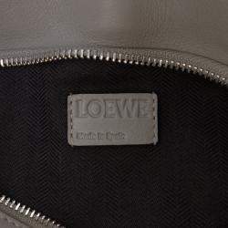 Pre Owned Loewe Silver Small Anagram Embossed Patent Puzzle Satchel