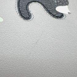 Pre Owned Loewe Suna Fujita Collaboration Bear Hammock Hobo Bag Pearl Grey Leather Size Mini