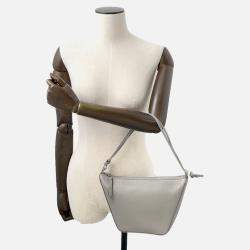 Pre Owned Loewe Suna Fujita Collaboration Bear Hammock Hobo Bag Pearl Grey Leather Size Mini