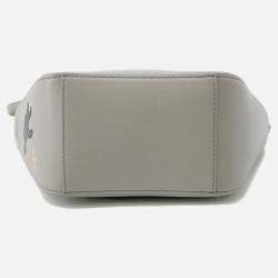 Pre Owned Loewe Suna Fujita Collaboration Bear Hammock Hobo Bag Pearl Grey Leather Size Mini