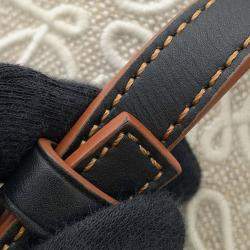 Pre Owned Loewe Gate Bucket Bag Anagram 2Way Handbag Beige/Black Canvas Leather