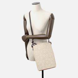 Pre Owned Loewe Gate Bucket Bag Anagram 2Way Handbag Beige/Black Canvas Leather