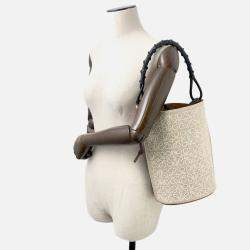 Pre Owned Loewe Gate Bucket Bag Anagram 2Way Handbag Beige/Black Canvas Leather