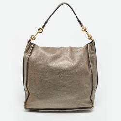 Pre Owned Loewe Metallic Leather Anagram Maia Flap Top Handle Bag