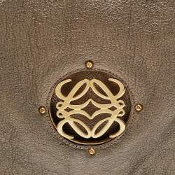 Pre Owned Loewe Metallic Leather Anagram Maia Flap Top Handle Bag