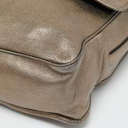 Pre Owned Loewe Metallic Leather Anagram Maia Flap Top Handle Bag