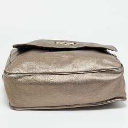 Pre Owned Loewe Metallic Leather Anagram Maia Flap Top Handle Bag