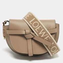 Pre Owned Loewe Beige Leather Mini Gate Dual Shoulder Bag