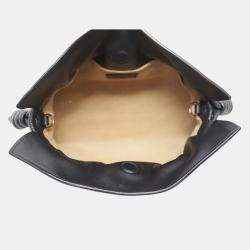 Pre Owned Loewe Black Calf Leather, Suede Mini Flamenco Knot Clutch