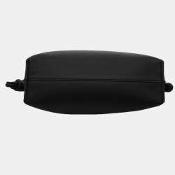 Pre Owned Loewe Black Calf Leather, Suede Mini Flamenco Knot Clutch