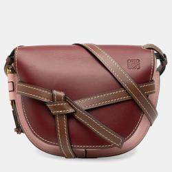 Pre Owned Loewe Red Small Tricolor Leather Gate Crossbody