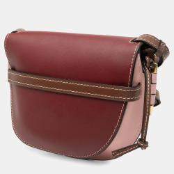 Pre Owned Loewe Red Small Tricolor Leather Gate Crossbody