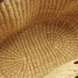 Pre Owned Loewe Brown/Natural Woven Raffia and Leather Shell Basket Tote