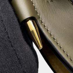 Pre Owned Loewe Gate Dual Shoulder Bag Olive Green Calf Leather Size Small