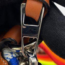 Pre Owned Loewe Goya Anagram Backpack Blue/White/Brown Canvas Leather