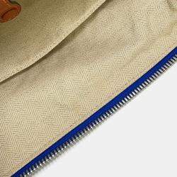 Pre Owned Loewe Goya Anagram Backpack Blue/White/Brown Canvas Leather