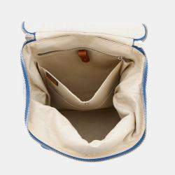 Pre Owned Loewe Goya Anagram Backpack Blue/White/Brown Canvas Leather