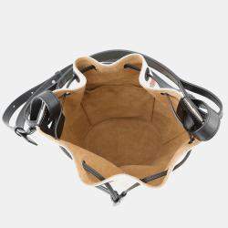 Pre Owned Loewe Paula Ibiza Balloon Shoulder White/Black Canvas Leather Size Small