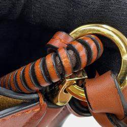 Pre Owned Loewe Gate Bucket Anagram Logo 2-Way Brown Calf Leather