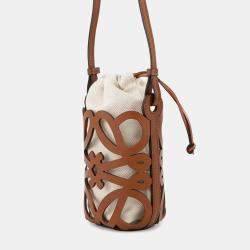 Pre Owned Loewe Anagram Cut-Out Pocket Brown Calf Leather