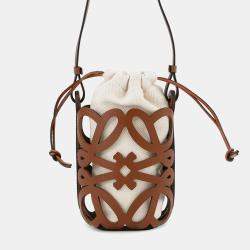 Pre Owned Loewe Anagram Cut-Out Pocket Brown Calf Leather